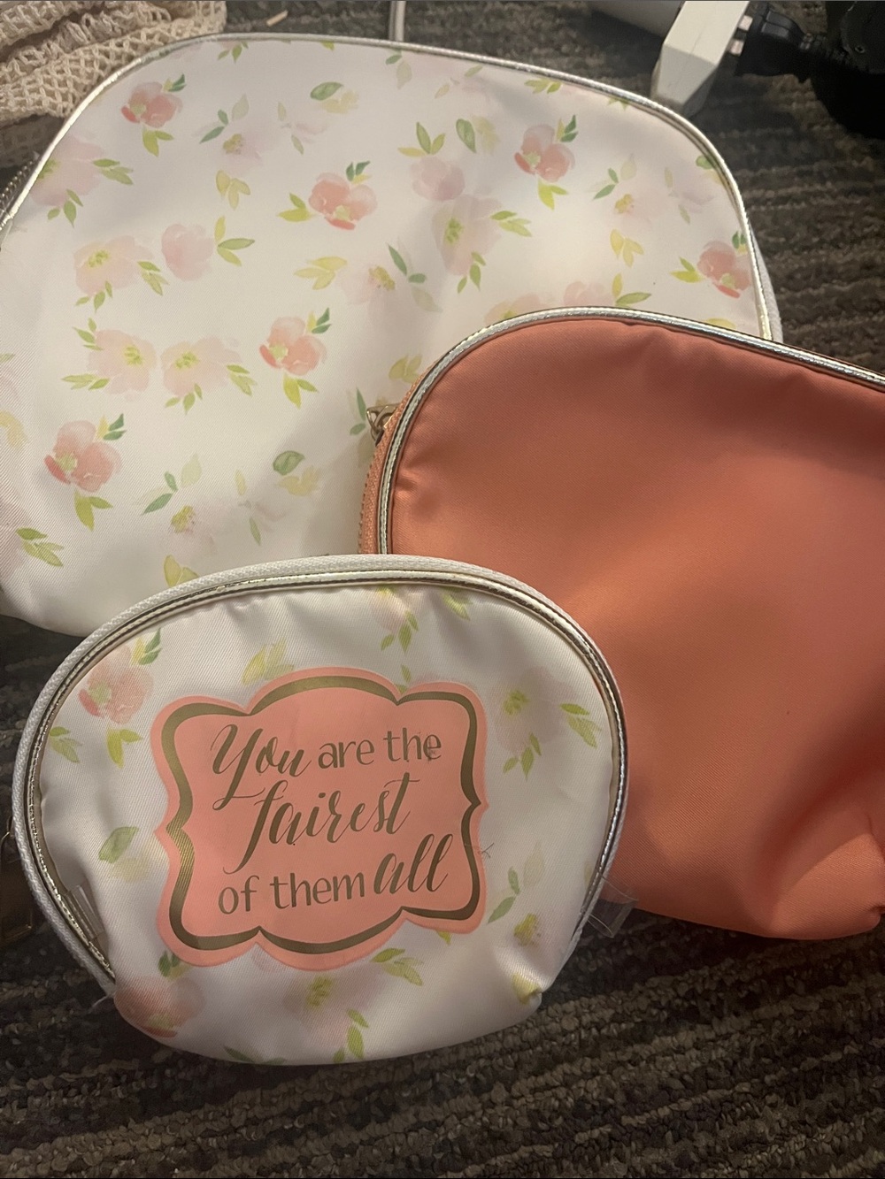 Mixit Floral Pink & Peach Cosmetic Pouch Trio